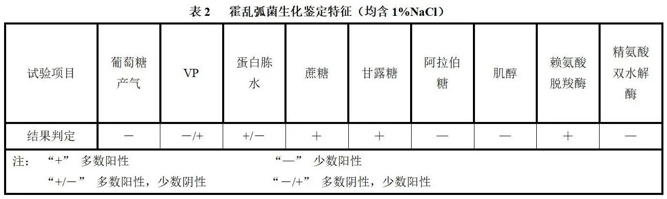 霍乱弧菌生化鉴定特征